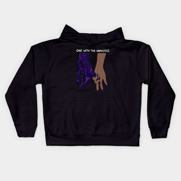 One with the universe galaxy hands Kids Hoodie by Sorbelloart